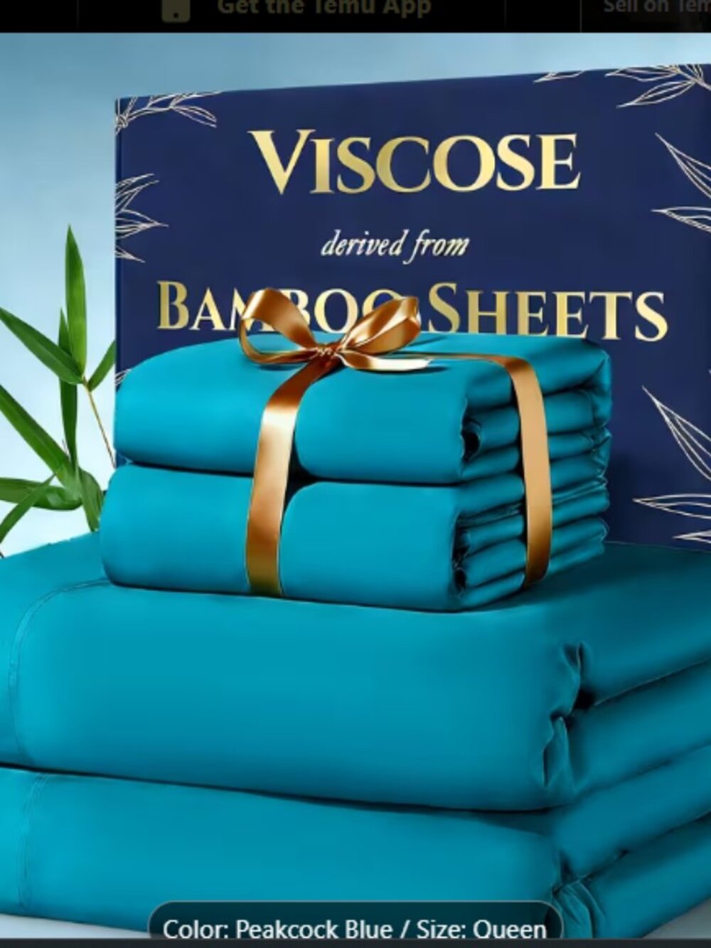 NEW - 4pcs Bamboo Cooling Bedding Extra Deep Pocket Breathable & Cooling